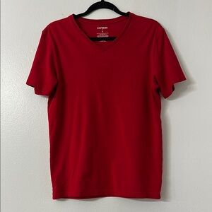Express Men's Red V-Neck Shirt